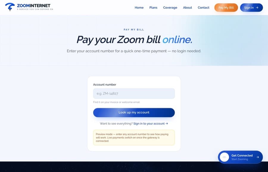 Pay a bill without logging in