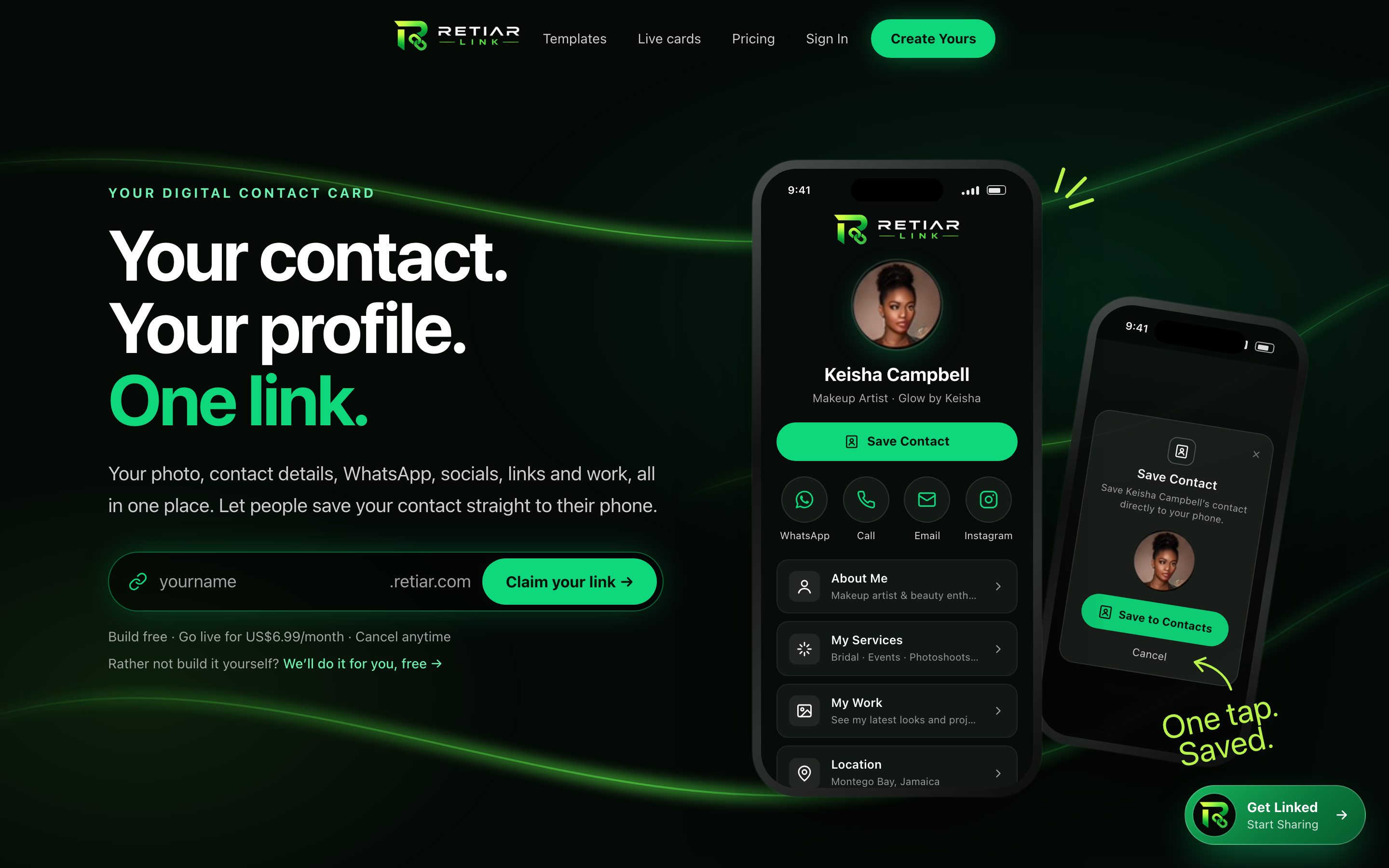 Retiar Link on a desktop screen