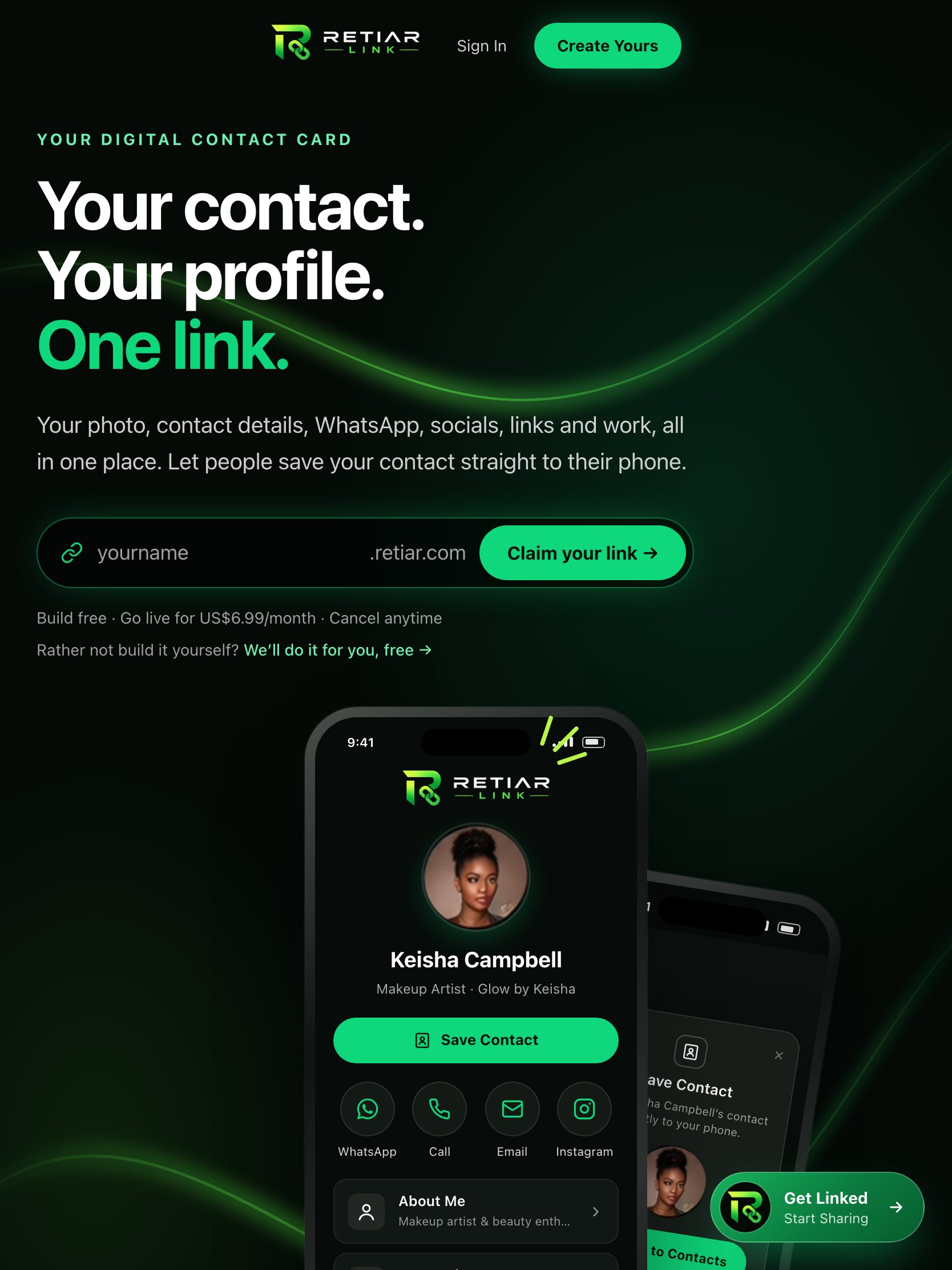Retiar Link on a tablet screen